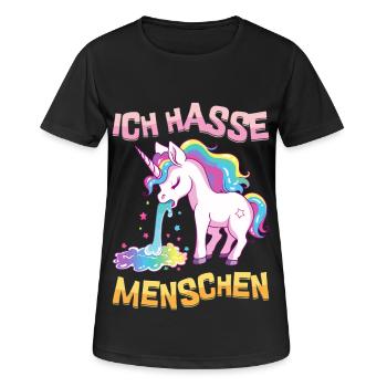 Ich Hasse Menschen Einhorn Kotzt Regenbogen Lustig - Frauen T-Shirt atmungsaktiv - Schwarz - Vorne - AI Model Female 172 light (172cm)