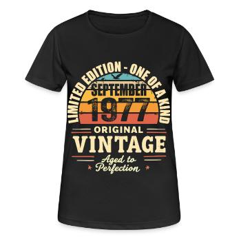 Septembre 1977 Cadeau 1977 Vintage Septembre 1977 - T-shirt respirant Femme - noir - Devant - AI Model Female 172 light (172cm)