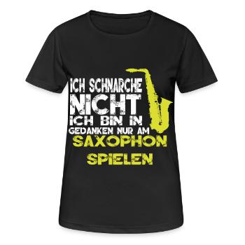 Saxophon Schnarchen - Frauen T-Shirt atmungsaktiv - Schwarz - Vorne - AI Model Female 172 light (172cm)