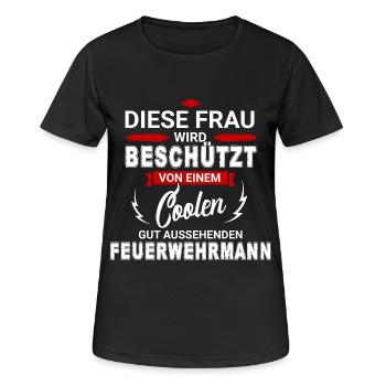 FEUERWEHRMANN - Frauen T-Shirt atmungsaktiv - Schwarz - Vorne - AI Model Female 172 light (172cm)