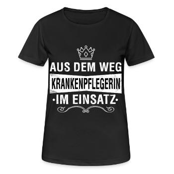 KRANKENPFLEGERIN - Frauen T-Shirt atmungsaktiv - Schwarz - Vorne - AI Model Female 172 light (172cm)