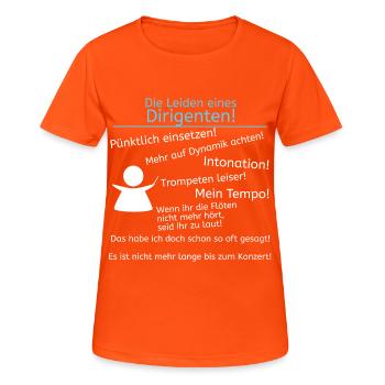 Leiden eines Dirigenten - Frauen T-Shirt atmungsaktiv - Neonorange - Vorne - AI Model Female 172 dark (172cm)