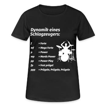 Dynamik Schlagzeuger - Frauen T-Shirt atmungsaktiv - Schwarz - Vorne - AI Model Female 172 light (172cm)