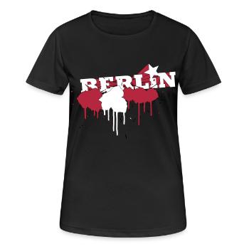 Farbkleckse Berliner Flagge - Frauen T-Shirt atmungsaktiv - Schwarz - Vorne - AI Model Female 172 light (172cm)