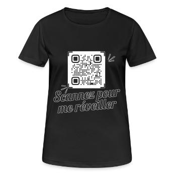 Scannez pour me réveiller - T-shirt respirant Femme - noir - Devant - AI Model Female 172 light (172cm)