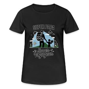 Super Papa voyageur - T-shirt respirant Femme - noir - Devant - AI Model Female 172 light (172cm)