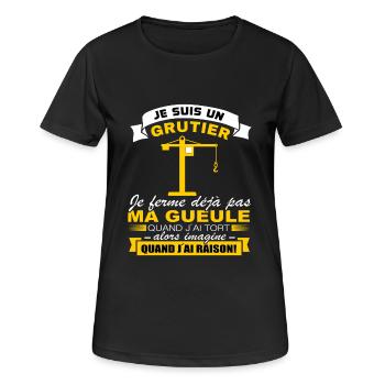 Un grutier je ferme pas ma gueule - T-shirt respirant Femme - noir - Devant - AI Model Female 172 light (172cm)