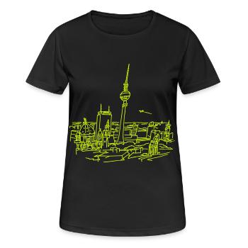 Berlin Panorama - Frauen T-Shirt atmungsaktiv - Schwarz - Vorne - AI Model Female 172 light (172cm)