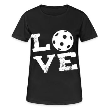LOVE - Feldhockey Hallenhockey Unihockey - Frauen T-Shirt atmungsaktiv - Schwarz - Vorne - AI Model Female 172 light (172cm)