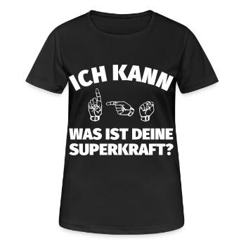 Ich kann Gebärdensprache. Was ist deine Superkraft - Frauen T-Shirt atmungsaktiv - Schwarz - Vorne - AI Model Female 172 light (172cm)