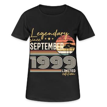 Septembre 1999 Né en Septembre 1999 September 1999 - T-shirt respirant Femme - noir - Devant - AI Model Female 172 light (172cm)