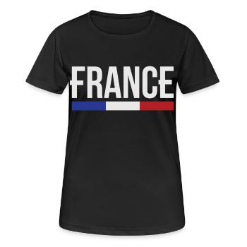 France drapeau bleu blanc rouge B - T-shirt respirant Femme - noir - Devant - AI Model Female 172 light (172cm)
