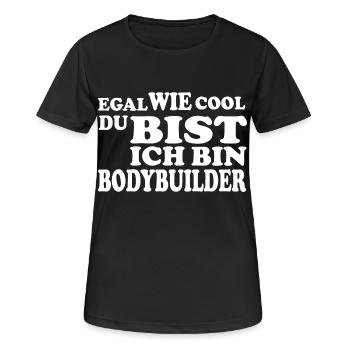 Bodybuilder - Frauen T-Shirt atmungsaktiv - Schwarz - Vorne - AI Model Female 172 light (172cm)