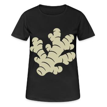 Ingwer Design – Frisch & Gesund - Frauen T-Shirt atmungsaktiv - Schwarz - Vorne - AI Model Female 172 light (172cm)