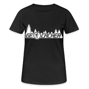 Geocacher - Frauen T-Shirt atmungsaktiv - Schwarz - Vorne - AI Model Female 172 light (172cm)