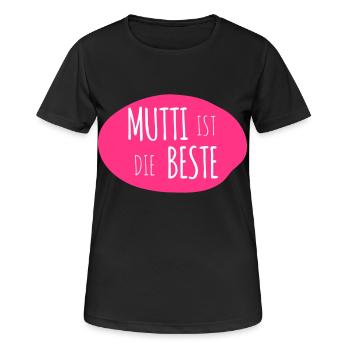 Mutti ist die Beste 2c - Frauen T-Shirt atmungsaktiv - Schwarz - Vorne - AI Model Female 172 light (172cm)