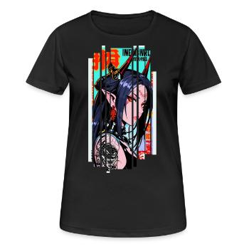 Cyborg Oni Kanji - Frauen T-Shirt atmungsaktiv - Schwarz - Vorne - AI Model Female 172 light (172cm)