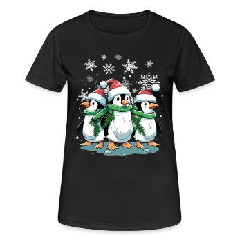 Niedlicher Weihnachtspinguin - Niedlicher Weihnachtspinguin - Frauen T-Shirt atmungsaktiv - Schwarz - Vorne - AI Model Female 172 light (172cm)