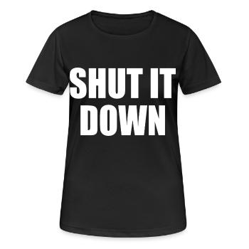 shut it down - T-shirt respirant Femme - noir - Devant - AI Model Female 172 light (172cm)