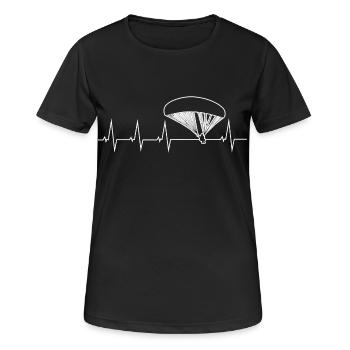Gleitschirmfliegen - Herzschlag - Frauen T-Shirt atmungsaktiv - Schwarz - Vorne - AI Model Female 172 light (172cm)