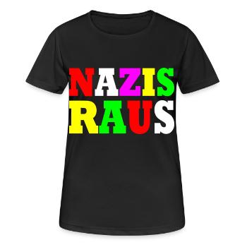 Nazis raus - Frauen T-Shirt atmungsaktiv - Schwarz - Vorne - AI Model Female 172 light (172cm)