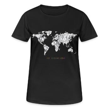 refugees welcome - Frauen T-Shirt atmungsaktiv - Schwarz - Vorne - AI Model Female 172 light (172cm)