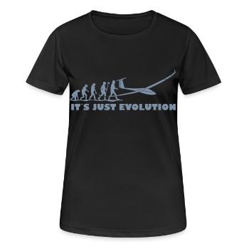 Evolution Segelflugzeug - Frauen T-Shirt atmungsaktiv - Schwarz - Vorne - AI Model Female 172 light (172cm)