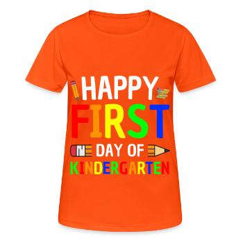 First day of kindergarten saying - Women's Breathable T-Shirt - neon orange - Front - AI Model Female 172 dark (172cm)