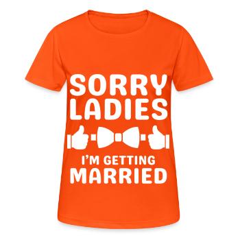Drôle d’enterrement de vie de garçon en disant design pour hommes - T-shirt respirant Femme - orange néon - Devant - AI Model Female 172 dark (172cm)