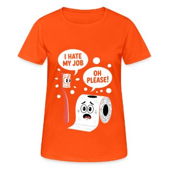 Lustiger Badezimmer Spruch Humor - Frauen T-Shirt atmungsaktiv - Neonorange - Vorne - AI Model Female 172 dark (172cm)