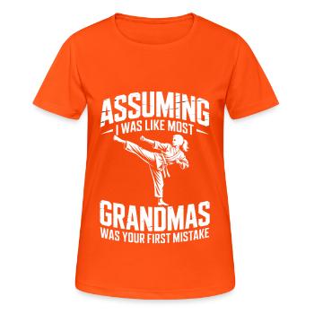 Martial Arts Grandma Saying Grandmother Karate - Women's Breathable T-Shirt - neon orange - Front - AI Model Female 172 dark (172cm)