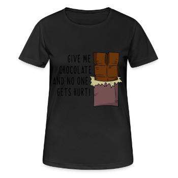 Schokolade - Frauen T-Shirt atmungsaktiv - Schwarz - Vorne - AI Model Female 172 light (172cm)