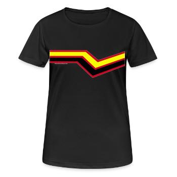 Latex Rubber Fetisch - Frauen T-Shirt atmungsaktiv - Schwarz - Vorne - AI Model Female 172 light (172cm)