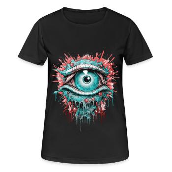 Psychédélique Oeil Coloré LSD Drogues Trip - T-shirt respirant Femme - noir - Devant - AI Model Female 172 light (172cm)