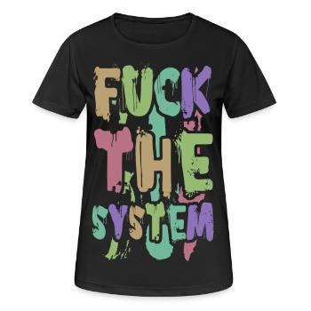 Fuck the System - Frauen T-Shirt atmungsaktiv - Schwarz - Vorne - AI Model Female 172 light (172cm)