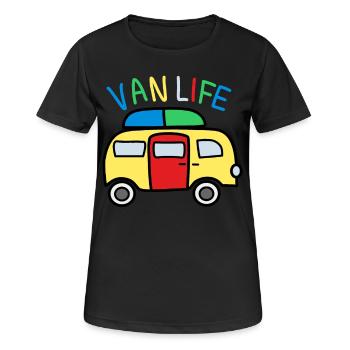 Freiheit und Abenteuer: Camping Leben - Frauen T-Shirt atmungsaktiv - Schwarz - Vorne - AI Model Female 172 light (172cm)