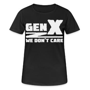 Generation X - Es ist uns egal - Frauen T-Shirt atmungsaktiv - Schwarz - Vorne - AI Model Female 172 light (172cm)