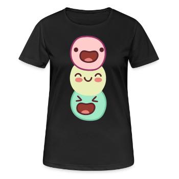 funny happy - unusually funny threesome - Women's Breathable T-Shirt - black - Front - AI Model Female 172 light (172cm)