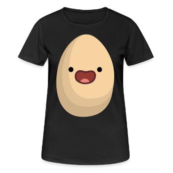 glückliches Ei - Frauen T-Shirt atmungsaktiv - Schwarz - Vorne - AI Model Female 172 light (172cm)