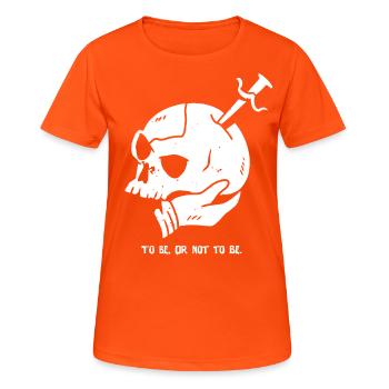 Crâne avec poignard et citation d’Hamlet - T-shirt respirant Femme - orange néon - Devant - AI Model Female 172 dark (172cm)