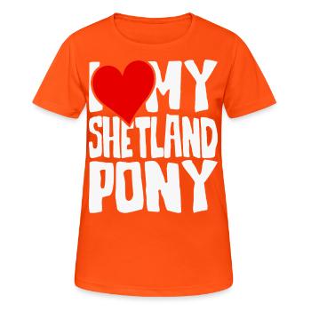 J’adore mon poney Shetland - T-shirt respirant Femme - orange néon - Devant - AI Model Female 172 dark (172cm)