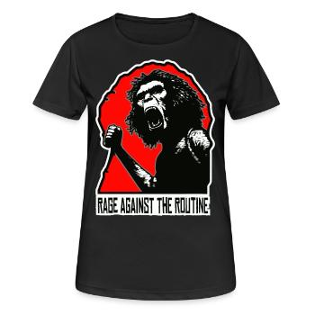 Homo erectus - Wut gegen die Routine - Frauen T-Shirt atmungsaktiv - Schwarz - Vorne - AI Model Female 172 light (172cm)