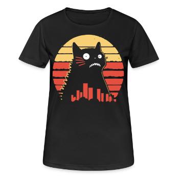 riesige Monster Katze - Frauen T-Shirt atmungsaktiv - Schwarz - Vorne - AI Model Female 172 light (172cm)
