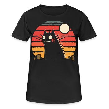 riesige Monsterkatzen Katze - Frauen T-Shirt atmungsaktiv - Schwarz - Vorne - AI Model Female 172 light (172cm)