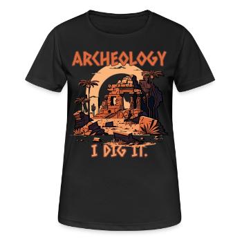 Ich mag Archeologie - Frauen T-Shirt atmungsaktiv - Schwarz - Vorne - AI Model Female 172 light (172cm)