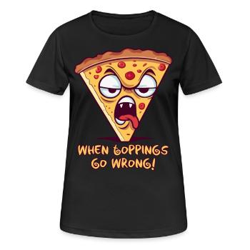 Quand les garnitures tournent mal: tranche de pizza dégoûtante - T-shirt respirant Femme - noir - Devant - AI Model Female 172 light (172cm)
