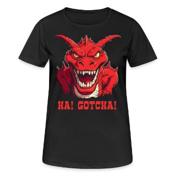 Haha, attrapé ! dragon drôle en colère - T-shirt respirant Femme - noir - Devant - AI Model Female 172 light (172cm)