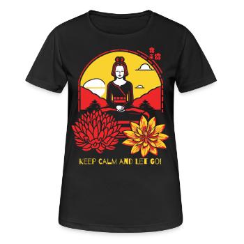 Ruhe bewahren und loslassen mit Yoga - Frauen T-Shirt atmungsaktiv - Schwarz - Vorne - AI Model Female 172 light (172cm)