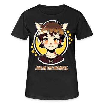 Vis dans l’instant présent, fille chat - T-shirt respirant Femme - noir - Devant - AI Model Female 172 light (172cm)