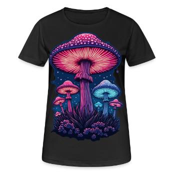 Lebendiger Pilz - Frauen T-Shirt atmungsaktiv - Schwarz - Vorne - AI Model Female 172 light (172cm)